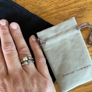 Authentic David Yurman sterling silver ring with pave diamonds, size 7.